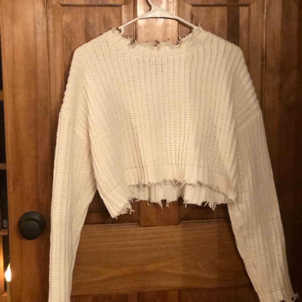 White Distressed Sweater